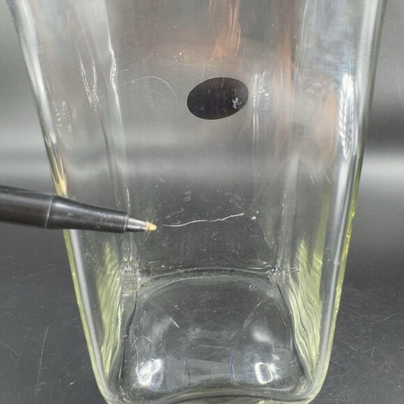 Krosno Jozefina Hand Blown Glass Vase Made In Poland Clear Cobalt Blue Edges VTG - Picture 12 of 16